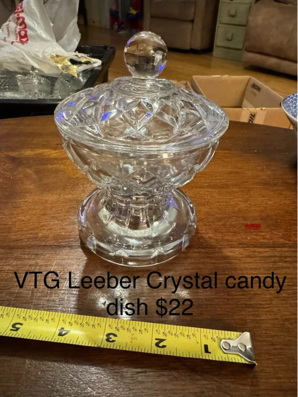 Vintage Leeber Crystal Candy Dish